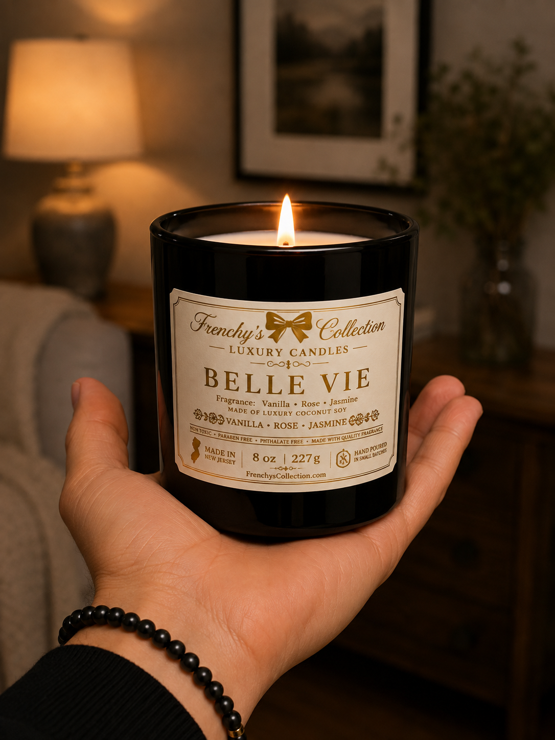 Belle Vie candle warm home fragrance lifestyle photo by Frenchy's Collection