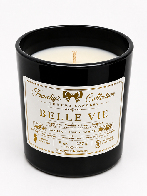 Belle Vie 8 oz candle by Frenchy's Collection, Vanilla Rose Jasmine
