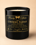 Frenchy's Collection L’Homme Parfait 8 oz one-wick candle in black glass with black and gold label